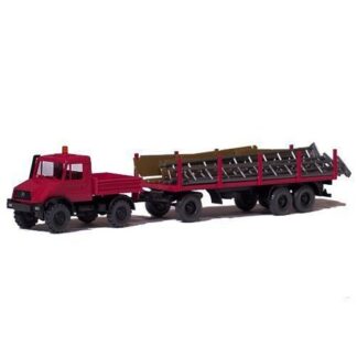 Wiking 392 03 27 Mercedes Unimog U140 m. Trailer & Stillads