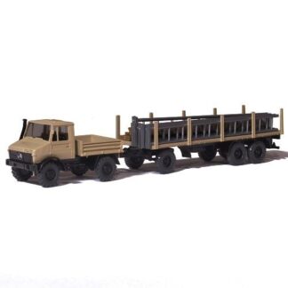 Wiking 392 04 27 Mercedes Unimog U140 m. Trailer & Stillads