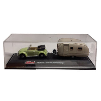 Schuco Sæt VW Boble Cabriolet & Campingvogn